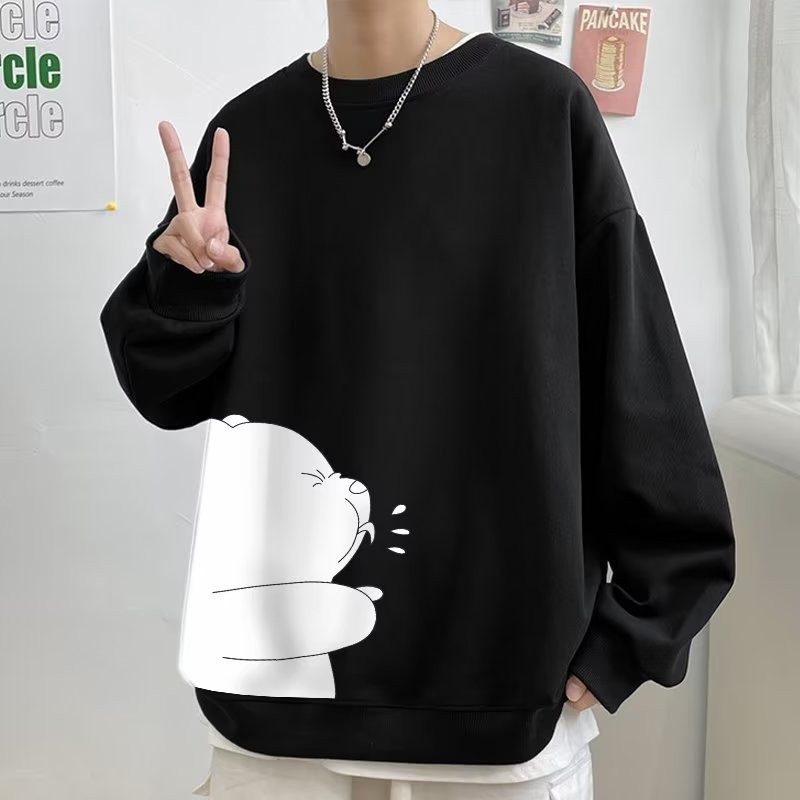 【M-8XL】ใหม่ เสื้อกันหนาว แขนยาว พิมพ์ลายการ์ตูนหมีน่ารัก ทรงหลวม โอเวอร์ไซซ์ สําหรับนักเรียน