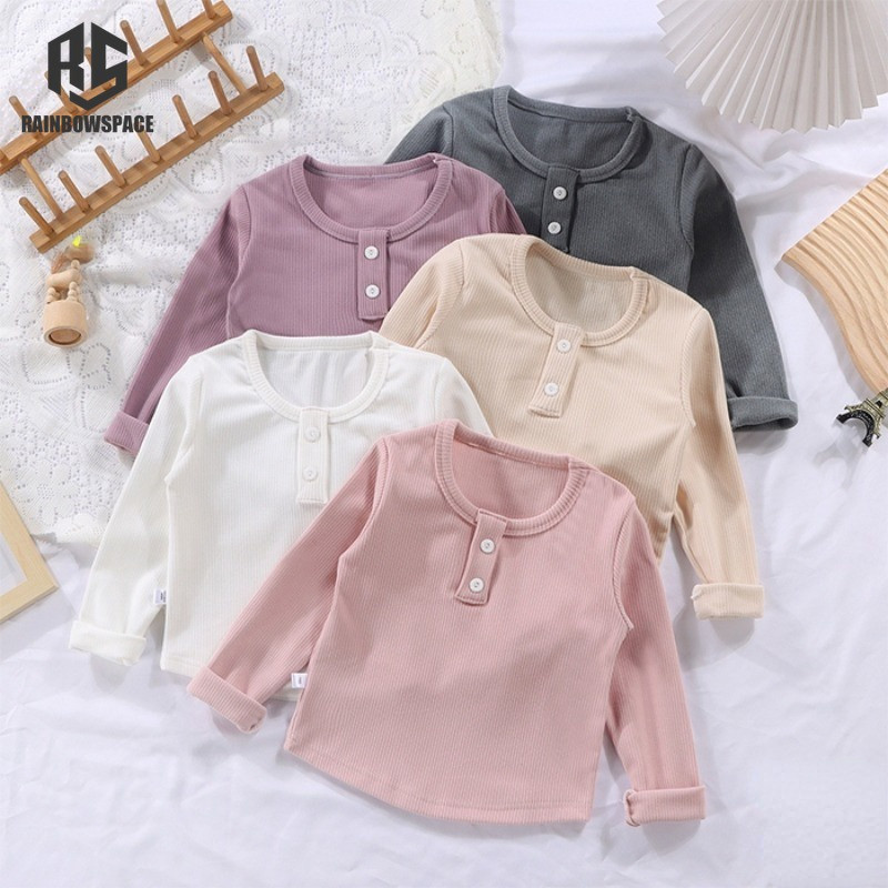 เสื้อแขนยาว คอกลม ผ้าขนสัตว์ ลายทาง แฟชั่นฤดูใบไม้ผลิ และฤดูใบไม้ร่วง สําหรับเด็กผู้ชาย และเด็กผู้หญิง