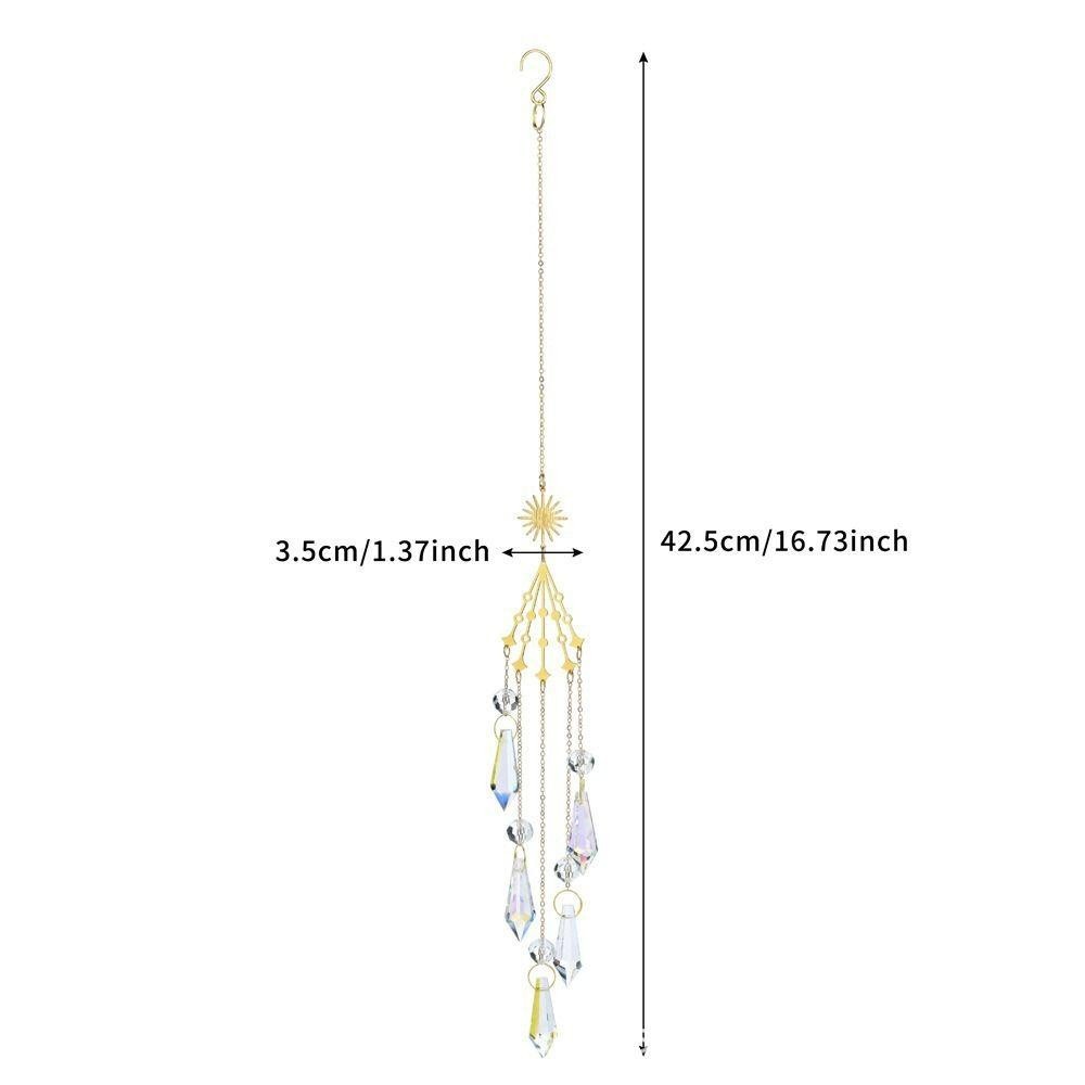 Yann1 Sun Catcher, Sun Moon Stars ตกแต ่ งกลางแจ ้ งจี ้ คริสตัลแฟชั ่ น Rainbow Maker Light จับคริสตัล Wind Chimes ของขวัญ