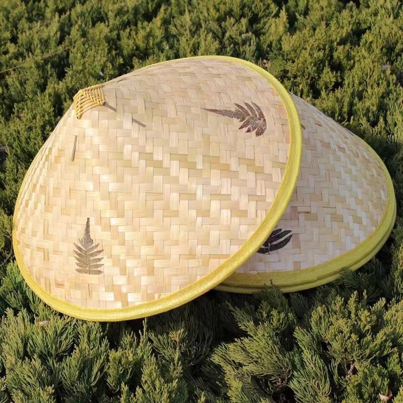 หมวกกันแดดเพิ่ม หมวกฟางกันฝนไม้ไผ่ธรรมชาติสำหรับผู้ใหญ่ ม่านบังแดดหนาในฤดูร้อน หมวกฟางปลูกข้าวกลางแ