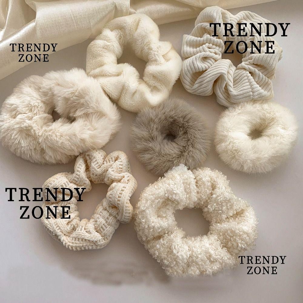 Trendyzone ยางรัดผมหางม้า แบบยืดหยุ่น สีขาว สําหรับเด็กผู้หญิง
