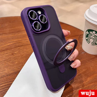 WUJU เคสโทรศัพท์มือถือแบบแข็ง ผิวด้าน ผิวด้าน ผิวด้าน พร้อมแหวนแม่เหล็ก และที่ชาร์จไร้สาย ป้องกันเลนส์กล้อง หรูหรา สําหรับ iPhone 17 16 11 12 13 14 15 Pro Max Plus Air