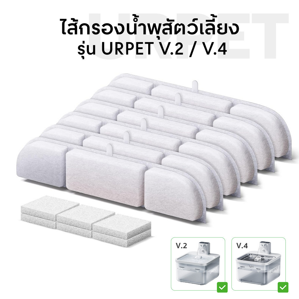 ไส้กรองน้ำพุ แผ่นกรอง​น้ำพุ​ไร้สาย รุ่น URPet V.2 / V.4