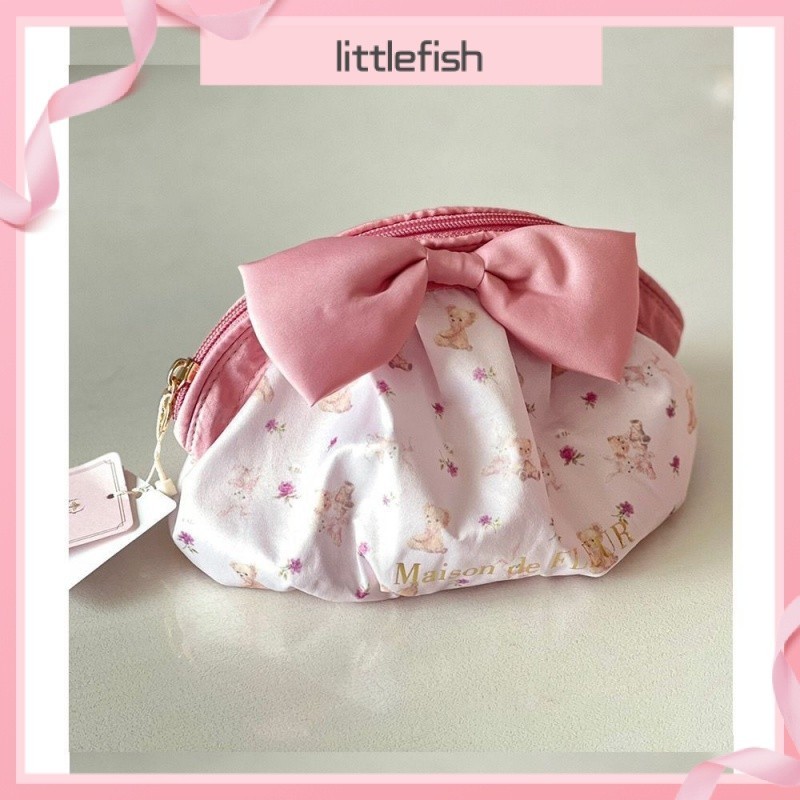 [Littlefish] กระเป๋าเครื่องสําอาง มีซิป ขนาดใหญ่ จุของได้เยอะ ลายเปลือกหอยน่ารัก สีชมพู สําหรับเด็กผู้หญิง 2024