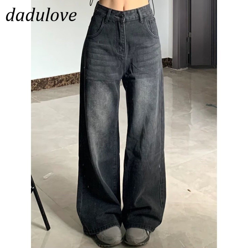 DaDulove New American Ins High Street Retro Jeans Niche High Waist Wide Leg Pants plus Size Trousers