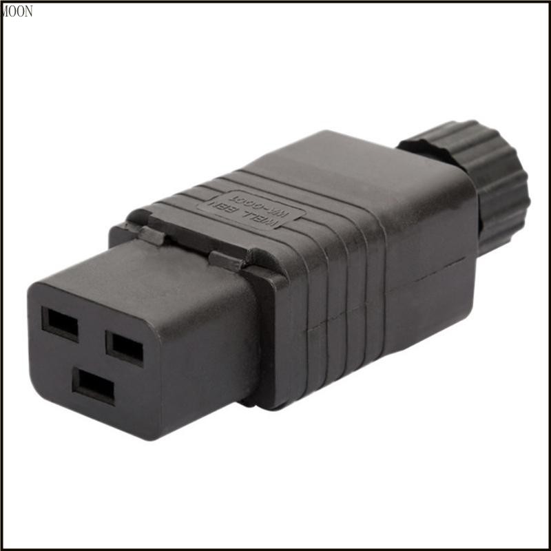 Moon IEC 320 C19 16A ขั้วต่อสายไฟ สีดํา PDU IEC 320 C19 ปลั๊กซ็อกเก็ต หมุนได้