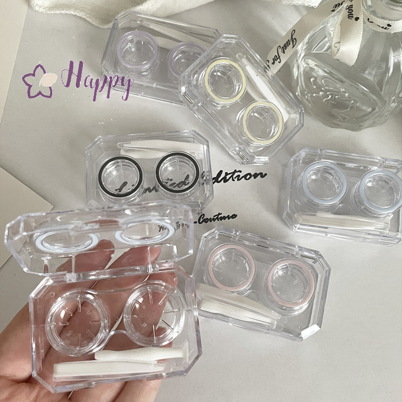 <Happybay> กล่องเก็บคอนแทคเลนส์ แบบใส ขนาดเล็ก แบบพกพา สําหรับผู้หญิง เหมาะกับการเดินทาง บ้าน ลดราคา
