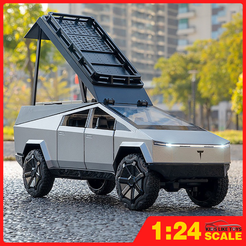 Klt โมเดลรถปิ๊กอัพไซเบอร์ 1:24 Tesla RV โลหะอัลลอย ของเล่นสําหรับเด็กผู้ชาย
