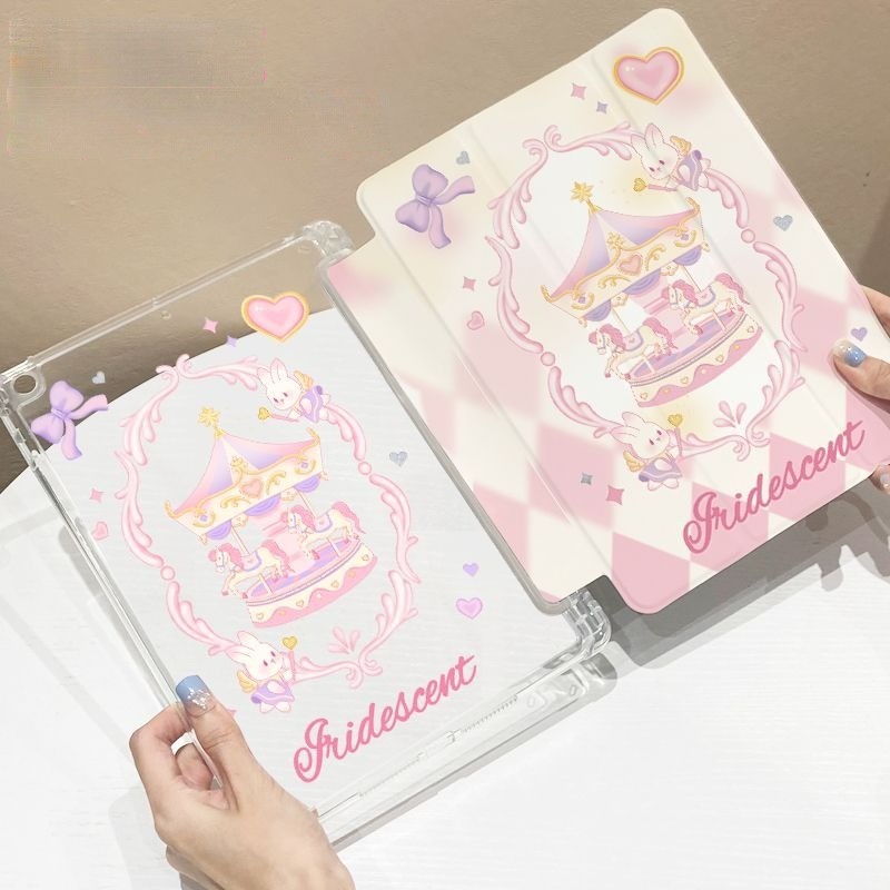 สําหรับ iPad Air5 Air4 gen10 Gen9 Gen8 Gen7 Anti drop การ์ตูน carousel iPad gen6 gen5 2021 Pro11 แท็บเล็ต Protector