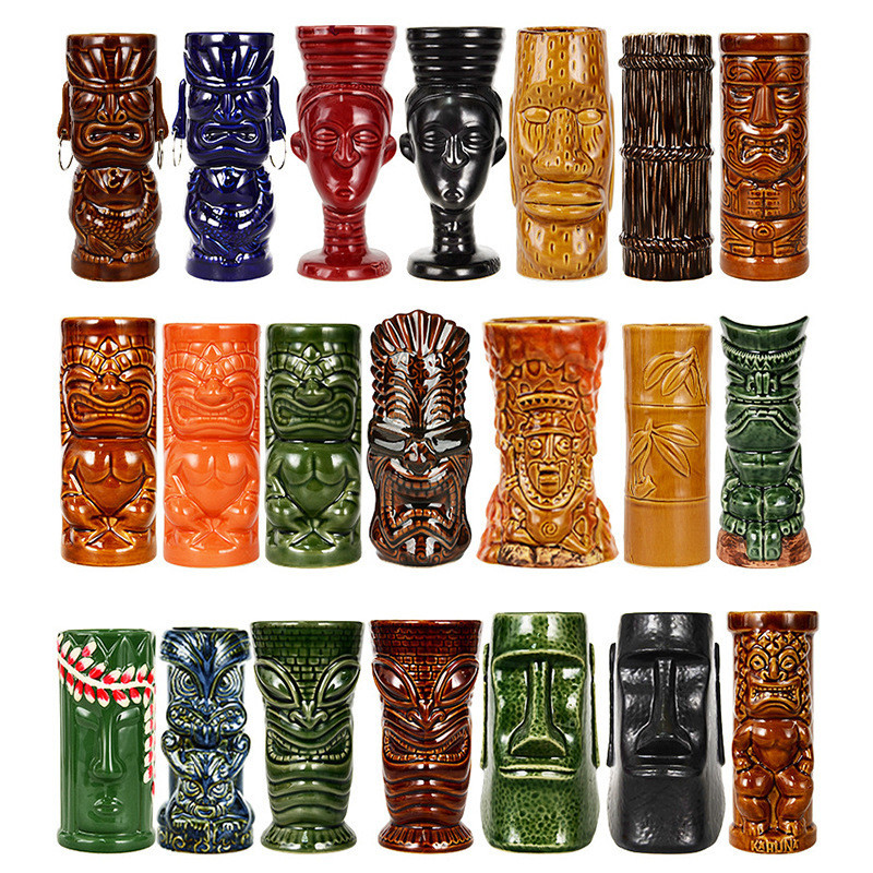 Bar Tiki Cup Personality Hawaii Cocktail Glass Creative Cup Ceramic Cup Tiki Cup Zombie Cup Ceramic
