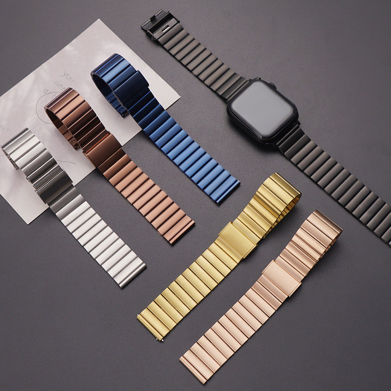 สายนาฬิกาข้อมือสเตนเลส ประดับลูกปัดไม้ไผ่ สําหรับ Huawei Samsung gt2 applewatch8
