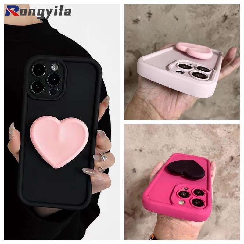เคสป้องกันโทรศัพท์มือถือ ลายหัวใจ พร้อมขาตั้ง สําหรับ Vivo Y100 V30 Pro V29 Pro V29E V27 V25 V23 Pro V27E V25E V23E V21 V21S 5G V21E 4G Y200 V29 Lite