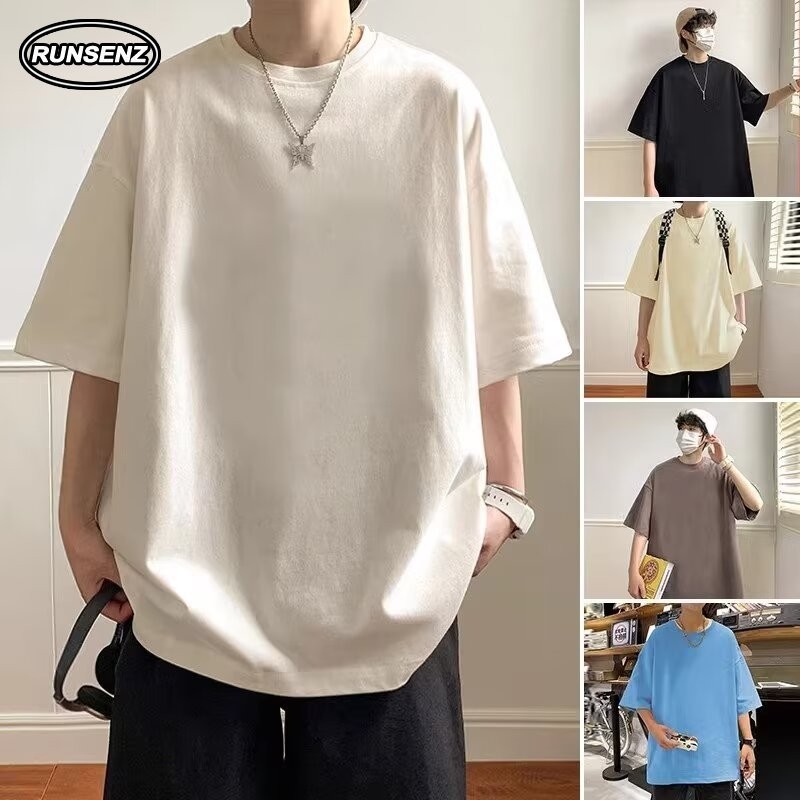 เสื้อยืดแขนสั้นลําลอง ทรงหลวม ขนาดใหญ่ แบบเรียบง่าย สําหรับผู้ชาย และผู้หญิง