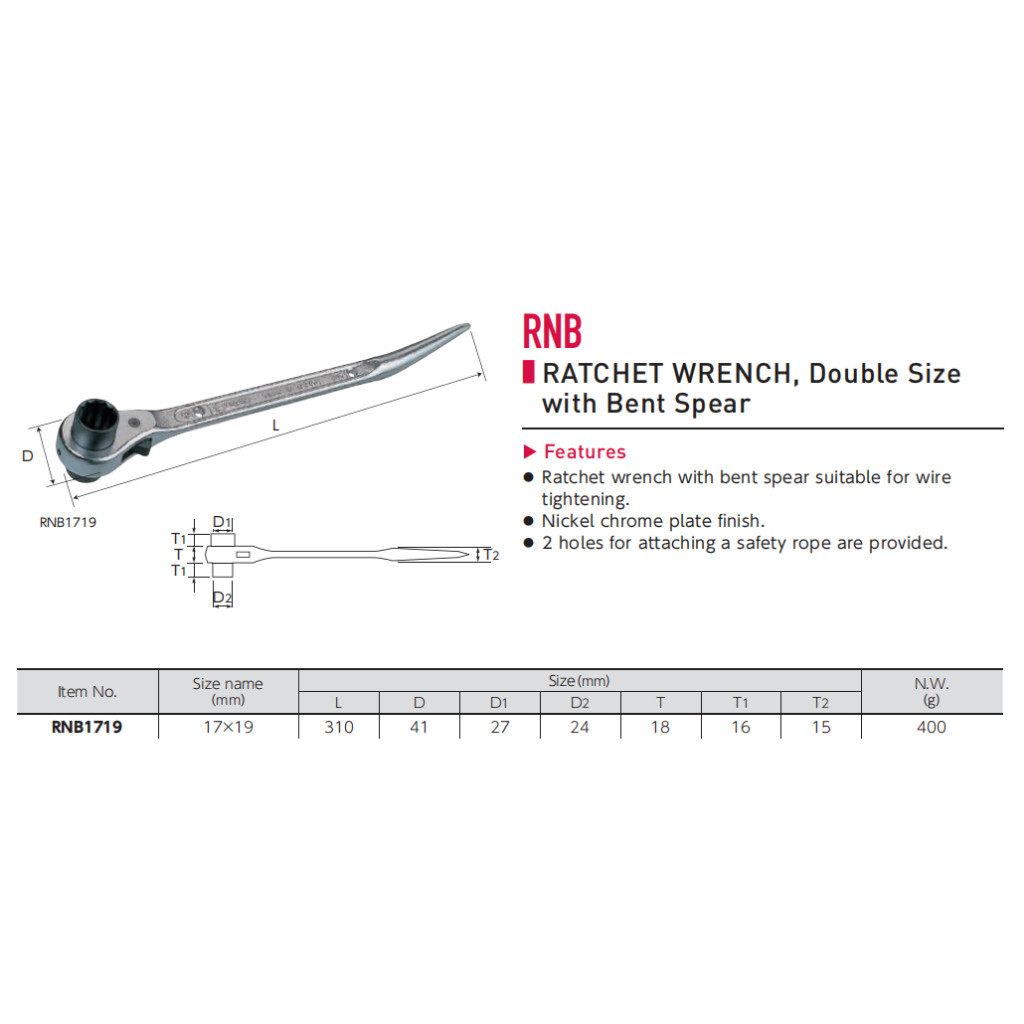 Supertool DOUBLE RATCHET SCAFFOLD WRENCH RNB1719