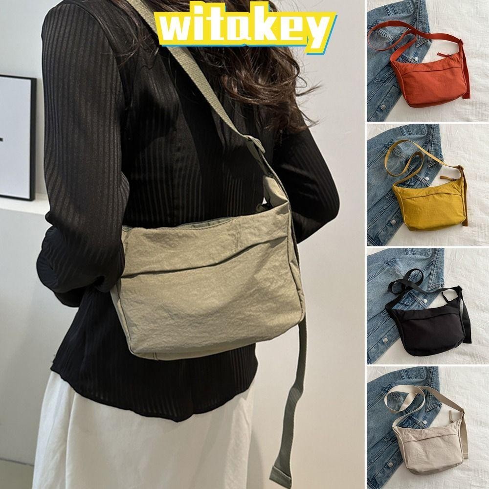 Witakey กระเป๋าสะพายไหล่ กระเป๋าเมสเซนเจอร์ สีพื้น ความจุขนาดใหญ่ สําหรับผู้หญิง