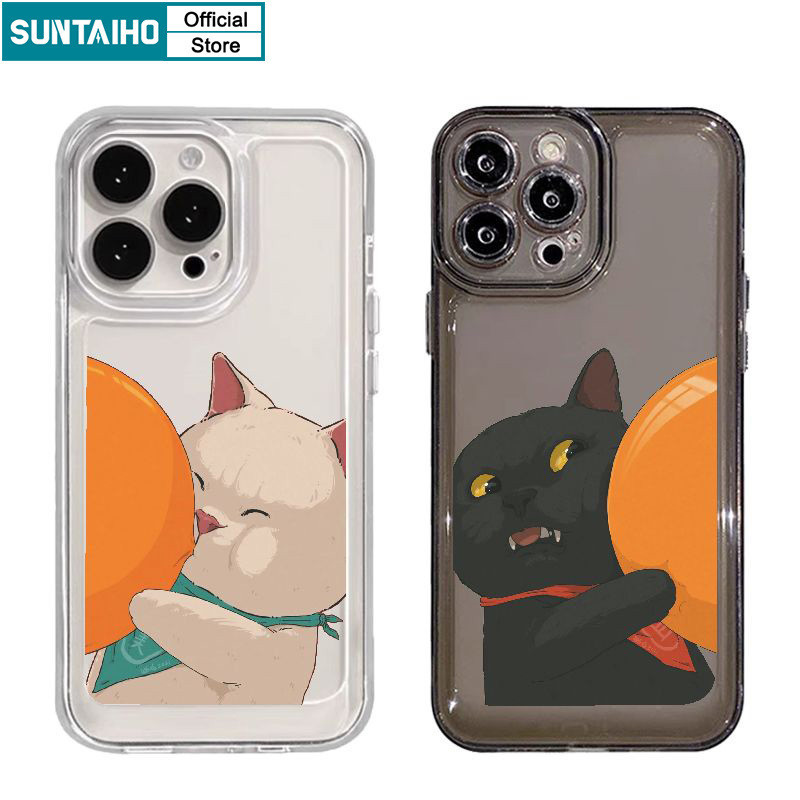 Suntaiho เคสไอโฟน เคสโทรศัพท์มือถือแบบนิ่ม TPU ใส กันกระแทก ลายแมวเป่าลูกโป่งน่ารัก สําหรับ Iphone 15 14 12 13 11 Pro Max IP 7 8 Plus Iphon X XS XR Xs Max