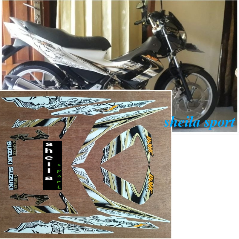 Suzuki satria fu F150 สติ๊กเกอร์ Striping สีดําและสีขาว 2011 คุณภาพดี