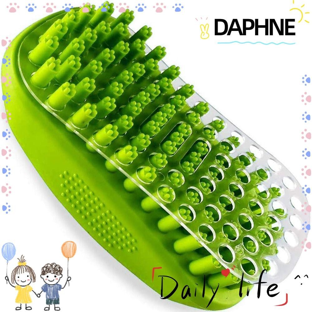 Daphne แปรงนวดอาบน้ําสุนัข ขนแปรงยางนุ่ม แปรงสุนัข เครื่องมือขจัดขน แปรงกรูมมิ่ง TPR สีเขียว