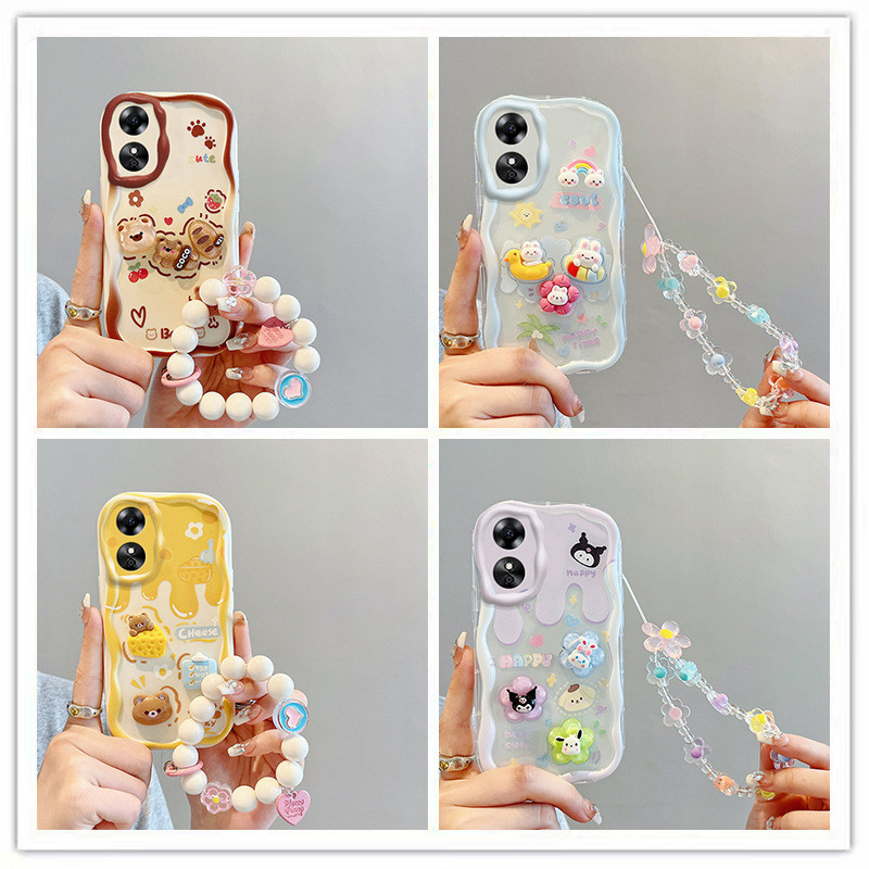 เคส oppo a17k เคสโทรศัพท์มือถือ ลายตุ๊กตา 3D สีครีม สําหรับ oppo a17k a17