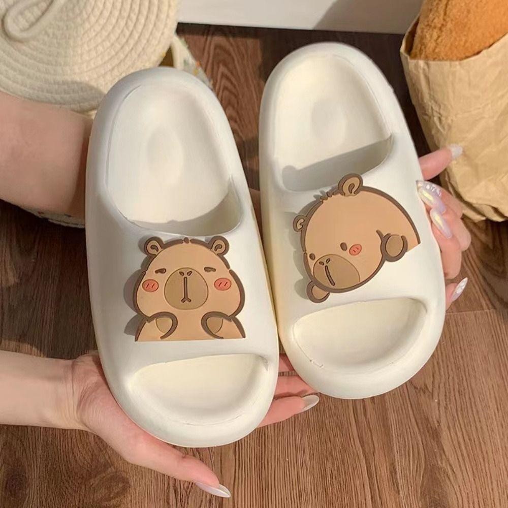 Wewt รองเท้าแตะ Capybara น่ารัก,ลื่นการ์ตูน Capibara หมอนสไลด์, แฟชั่นนุ่มหนาสัตว์ Kapibara รองเท้าแตะ EVA สาว