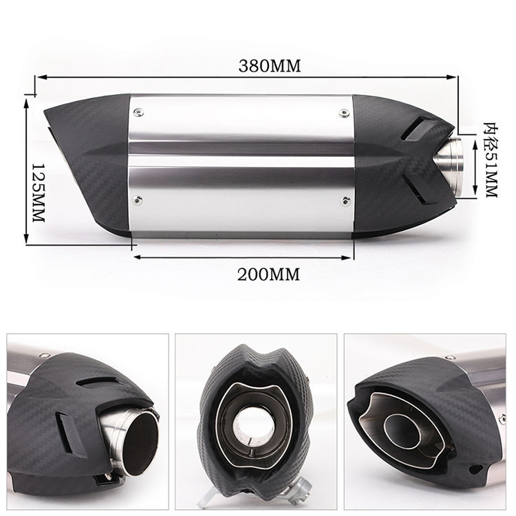 Universal 51MM Inlet Slip-on ท่อไอเสียรถจักรยานยนต์พร้อม DB Killer