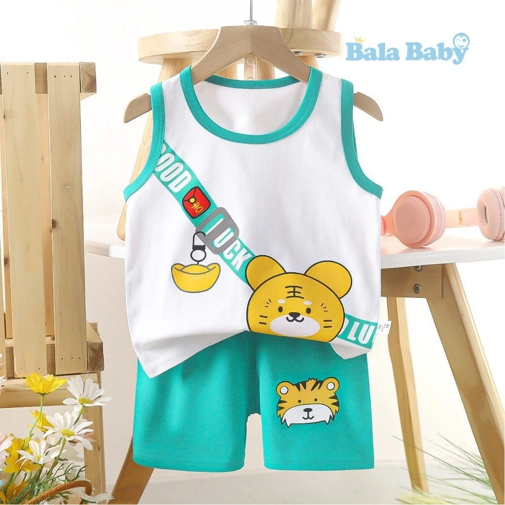 ชุดเด็ก เสื้อกร้าม+กางเกงขาสั้น เสื้อแขนกุด ผ้าcotton Size 80-110 cm BXT14 thumbnail 4