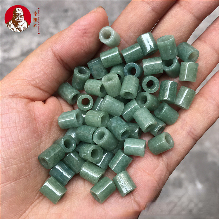 (((5 ชิ้นราคา) a Goods Jade Oil Green Large Hole Barrel Bead Passepartout 7X8mm (รู 4mm) DIY