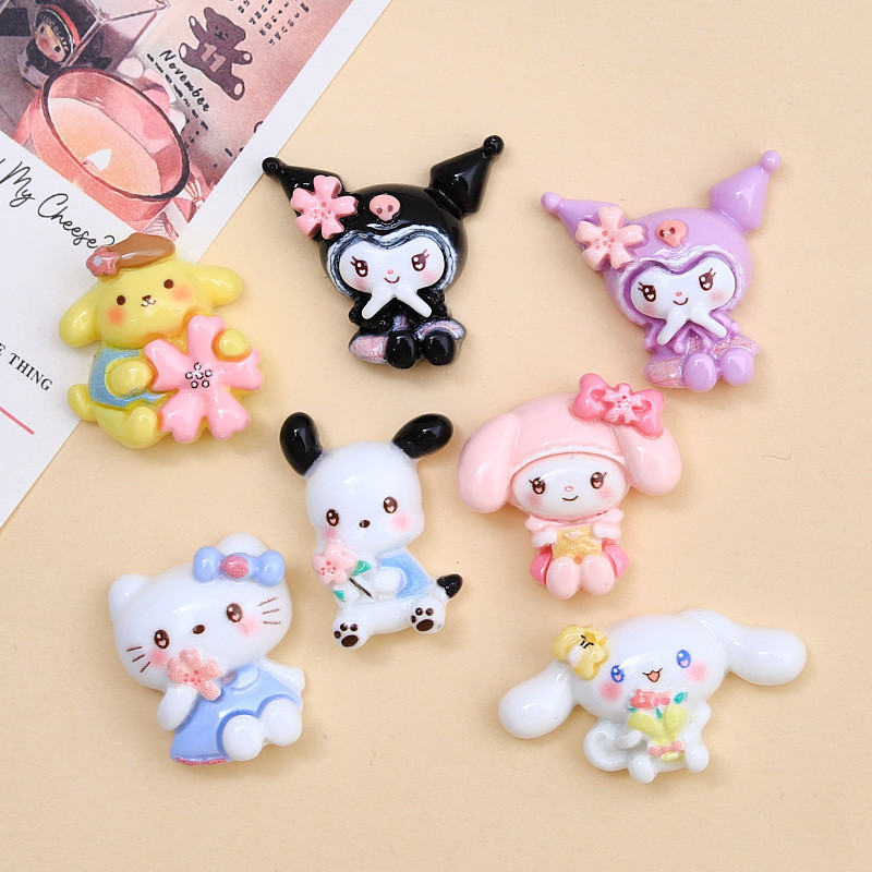 เครื่องประดับ กิ๊บติดผมเรซิ่น ลายการ์ตูนสัตว์ ดอกซากุระ ขนาดเล็ก แบบสร้างสรรค์ diy