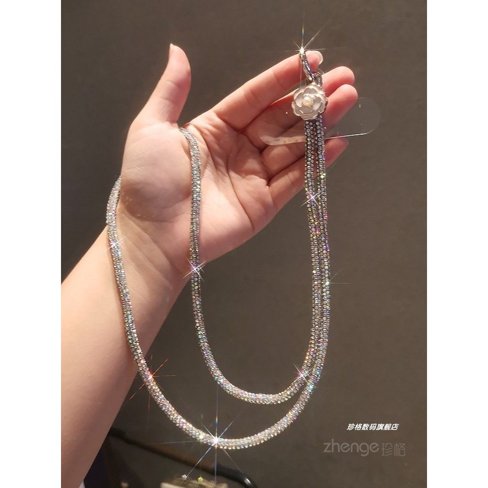 สายคล้องโทรศัพท์มือถือ ประดับเพชร พลอยเทียม หรูหรา ระดับไฮเอนด์ สําหรับผู้หญิง - รูปที่ 3