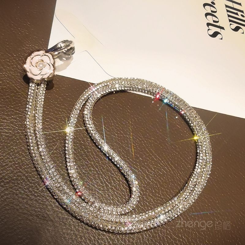 สายคล้องโทรศัพท์มือถือ ประดับเพชร พลอยเทียม หรูหรา ระดับไฮเอนด์ สําหรับผู้หญิง - รูปที่ 4