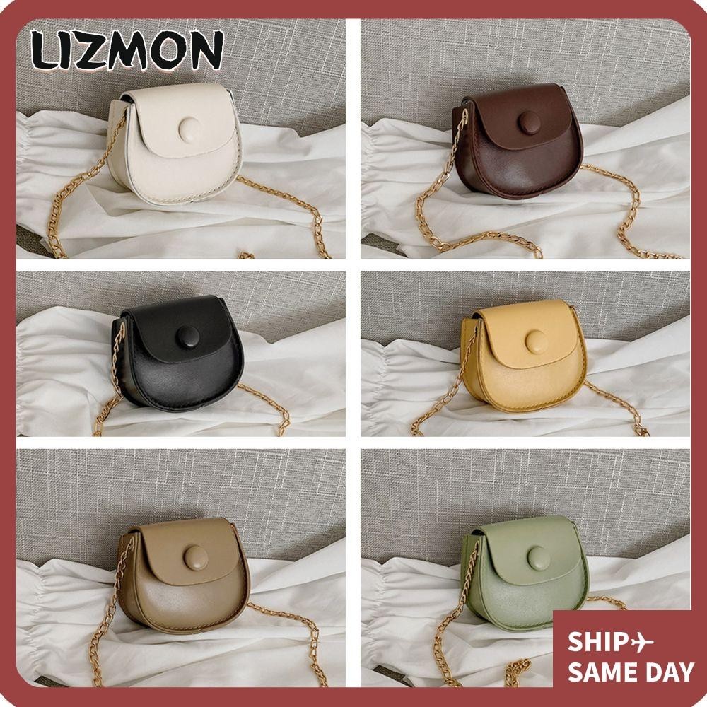 Lizmon กระเป๋าสะพายไหล่ ทรงกลม ขนาดเล็ก สีพื้น สําหรับผู้หญิง