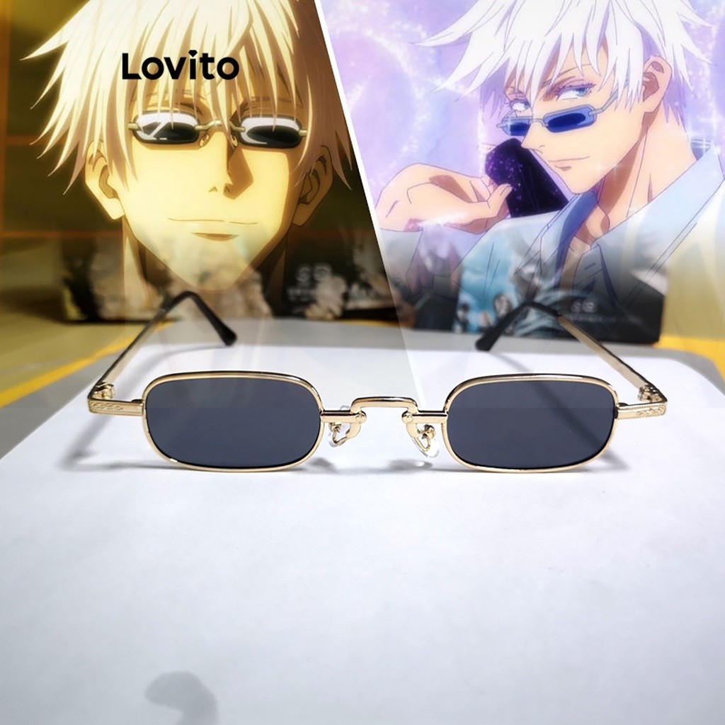 Lovito แว่นตาผู้หญิง โลหะ กล่องขนาดเล็ก สีเรียบ แนวย้อนยุค ดาบพิฆาตอสูร สไตล์วินเทจ LFA09281