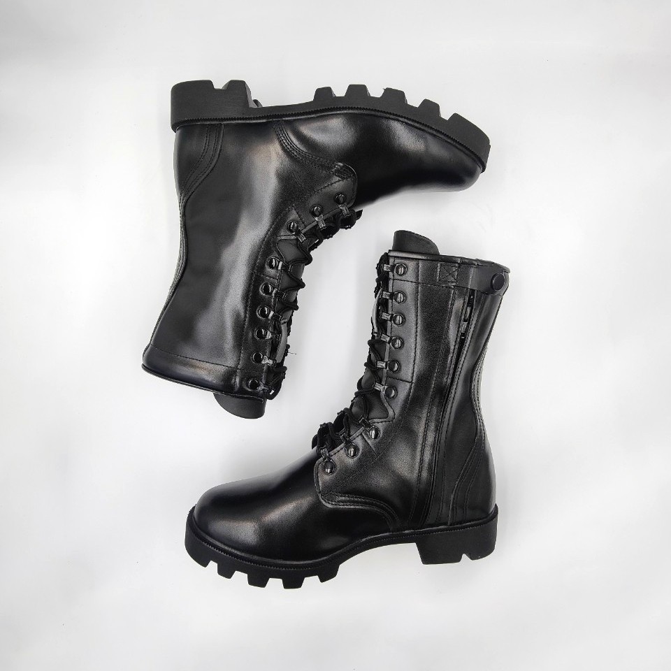 รองเท้ายาง BKKCOMBAT รองเท้าคอมแบท มีซิป รหัส 804 สูง10นิ้ว เหมาะกับทหาร ตำรวจ ยุทธวิธี Combat Boots { หนังวัวแท้ 100%}