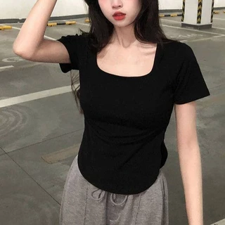 TRY HARDER เสื้อแขนสั้นแฟชั่น สไตล์เกาหลี เซ็กซี่<แบบบาง> ใส่สบาย ไม่ร้อน *พร้อมส่ง*