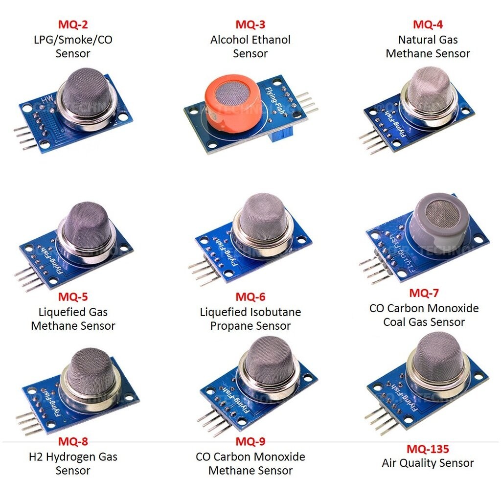 เซนเซอร์ตรวจจับก๊าซ เซนเซอร์แก๊ส ควัน Gas Sensor Hazardous Gas Detection MQ-2 MQ-3 MQ-4 MQ-5 MQ-6 MQ