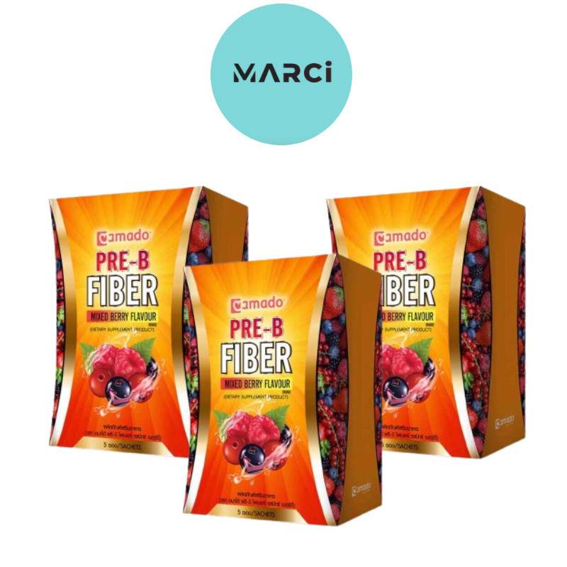 [3 กล่อง] Amado Pre-B Fiber อมาโด้ พรี บี ไฟเบอร์ ไฟเบอร์ดีท็อกสูตรใหม่ [5 ซอง/กล่อง]
