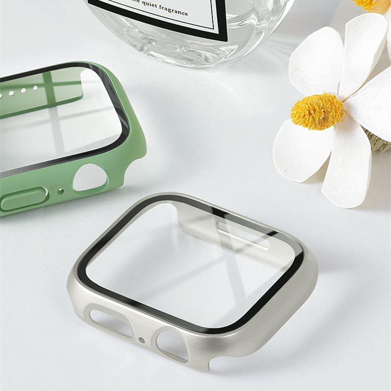 ฟิล์มกระจกนิรภัย PC แบบแข็ง เคลือบเงา สําหรับ เคส i watch Case Series11, 10 9 8 7 6 SE 5 4 ขนาด 41 มม. 45 มม. 38 มม. 40 มม. 44 มม. 42 มม. i watch Case