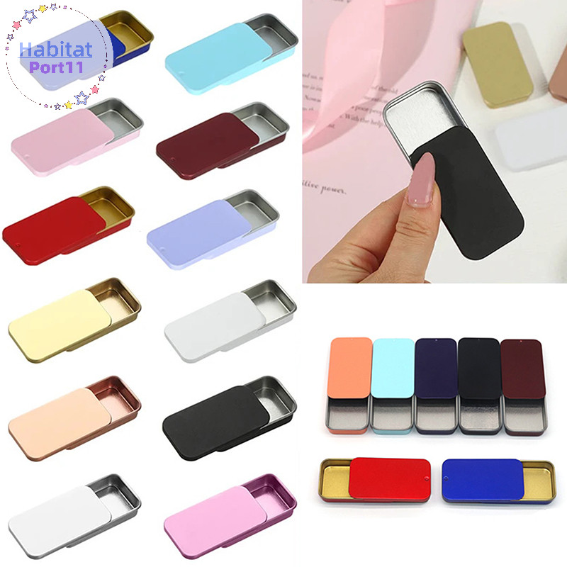 HabitatPort Tinplate สไลด์ฝาปิด Push ดึงลิ้นชักบาล์มแบบพกพากล่อง Jar Candy กล่องเหล็กขนาดเล็กของขวัญกล่อง th