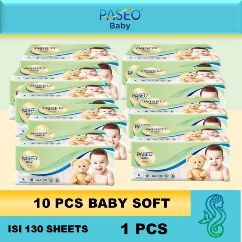 Paseo BABY PURE SOFT 130 SHEETS ทิชชู่ - ทิชชู่ เพียว เฟเชียล ซอฟท์แพ็ก 10 ชิ้น