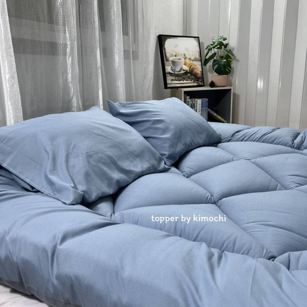 ที่นอนท็อปเปอร์ ท็อปเปอร์ สีฟ้าคราม รุ่นหนาพิเศษ ใย5ชั้น หนา10นิ้ว 6ฟุต 5ฟุต 3.5ฟุต ที่นอน topper แผ่นรองนอน