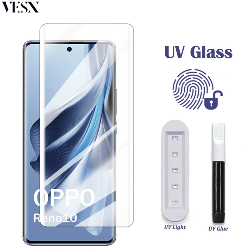 ฟิล์มกระจกกาว UV รุ่นใหม่ล่าสุด แบบจอโค้ง OPPO Reno 13 12 11 10 9 8T 6 5 Pro+ Plus 4G 5G 2024