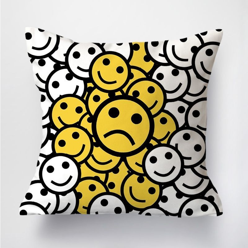 ใหม่ หมอนอิง ลายหน้ายิ้ม สไตล์ฮิปสเตอร์ สําหรับตกแต่งข้างเตียงนอน โซฟา รถยนต์ - รูปที่ 6