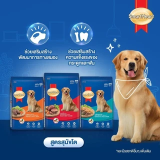 SmartHeart สมาร์ทฮาร์ท อาหารสุนัข กระสอบ 9-10kg สำหรับสุนัขโตพันธุ์ใหญ่ ทุกสายพันธุ์ อายุ 1 ปีขึ้นไป