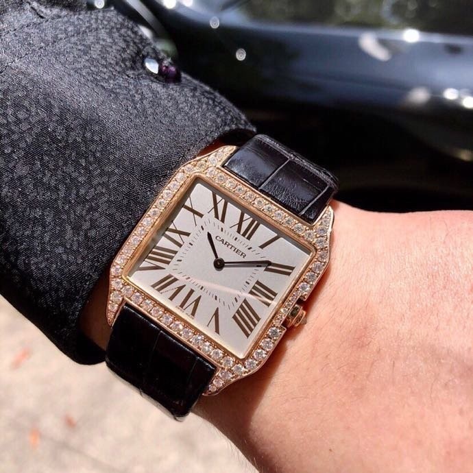Cartier Santos นาฬิกาโรสโกลด ์ ผู ้ ชาย 100751