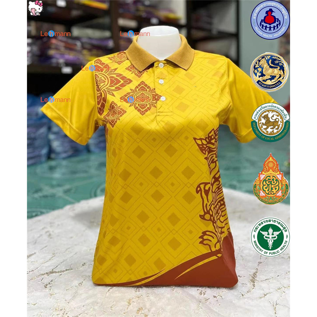 ไทยพิมพ์กาแฟสีเหลืองสบายผ้านุ่มเสื้อโปโล2024ฤดูร้อนใหม่ของผู้หญิงหลวมแฟชั่นเสื้อโปโล