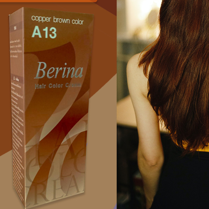 ฮิตมาก เบอริน่า  A13 สีน้ำตาลเข้มทองแดง สีผม สีย้อมผม เปลี่ยนสีผม ครีมย้อมผม  Berina A13 Copper Brow