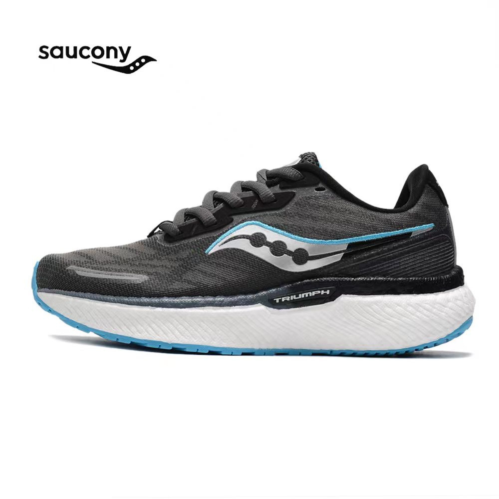 ของแท้ Saucony Triumph Shock รองเท้าผ้าใบ รองเท้าวิ่ง ดูดซับแรงกระแทก สีดํา ขาว ฟ้า ไซซ์ 36-45 2023