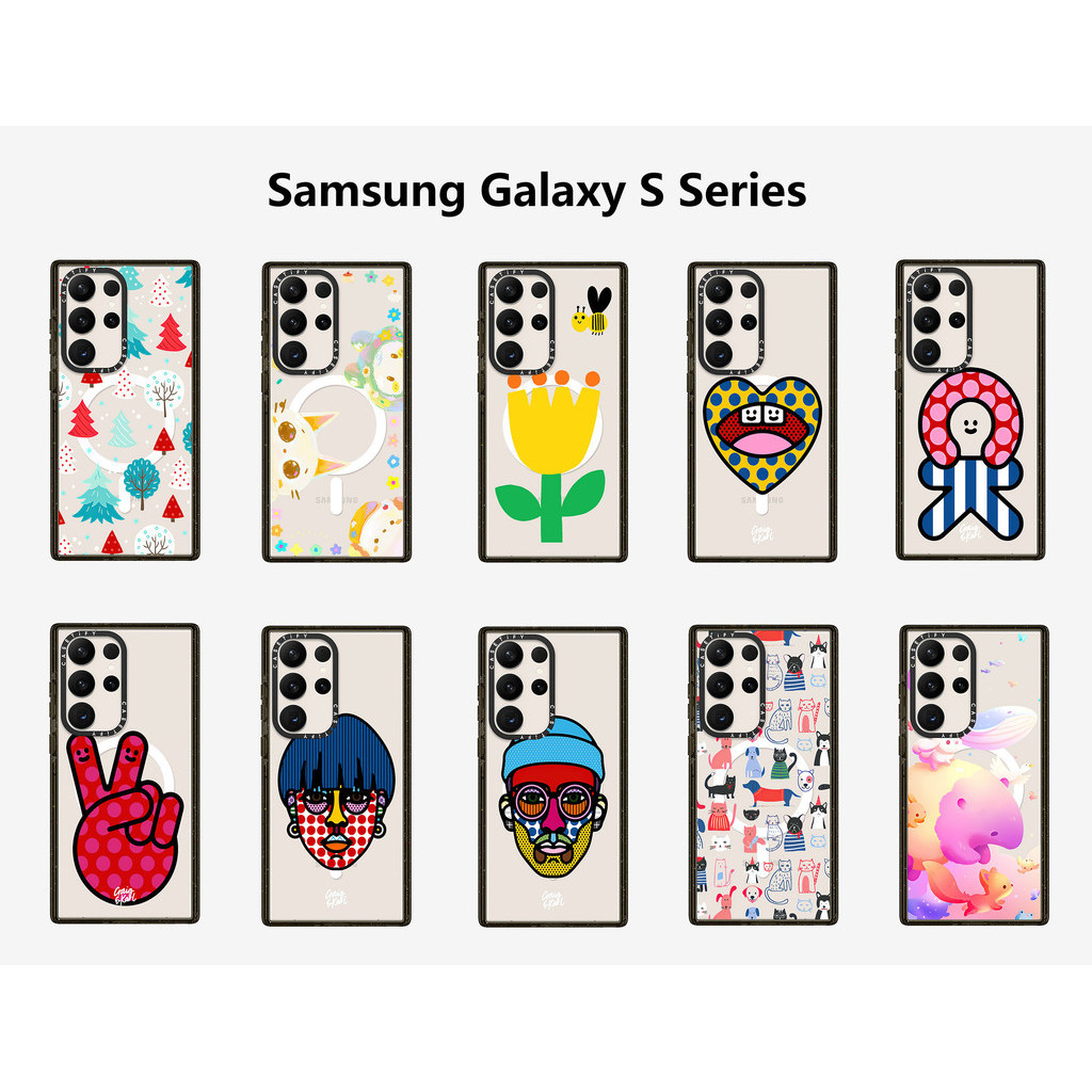 Casetify X Craig & Karl & Mirror & HAPPYYU เคสแม่เหล็กดูดขอบดํา ใส Samsung Galaxy S22 23 24 Ultra Plus Impact แข็ง ใส อะคริลิค ด้านหลัง TPU เคสพร้อมกล่อง