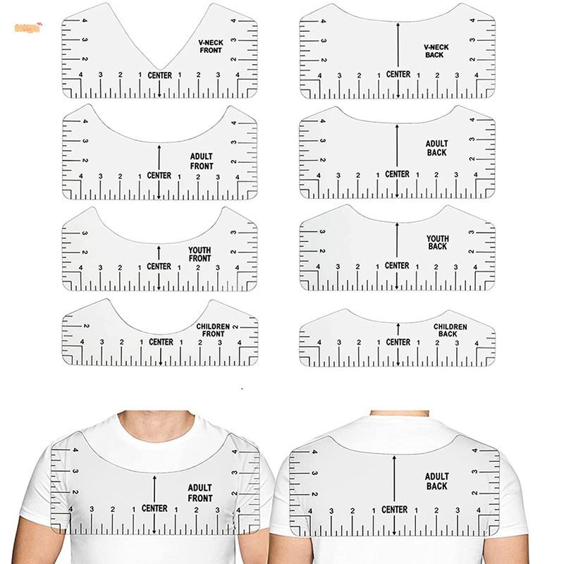 หวาน 8 ชิ้นเสื้อยืดไม้บรรทัดคู่มือ V คอการจัดตําแหน่งเครื่องมือเพื่อการออกแบบศูนย์การวัด PH