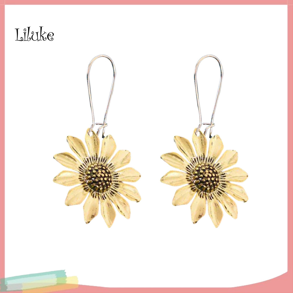 ตกลง เจาะต่างหูตะขอโบฮีเมียสไตล์ดอกทานตะวันวางต่างหูน้ําหนักเบาย้อนยุค3งตะขอเจาะเครื่องประดับสําหรับของขวัญแฟชั่นวันหยุดดู